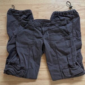 Garage low waist chocolate brown cargo pants with adjustable drawstring ankles